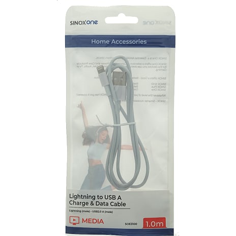 Sinox One Lightning kabel. 1m. Hvid