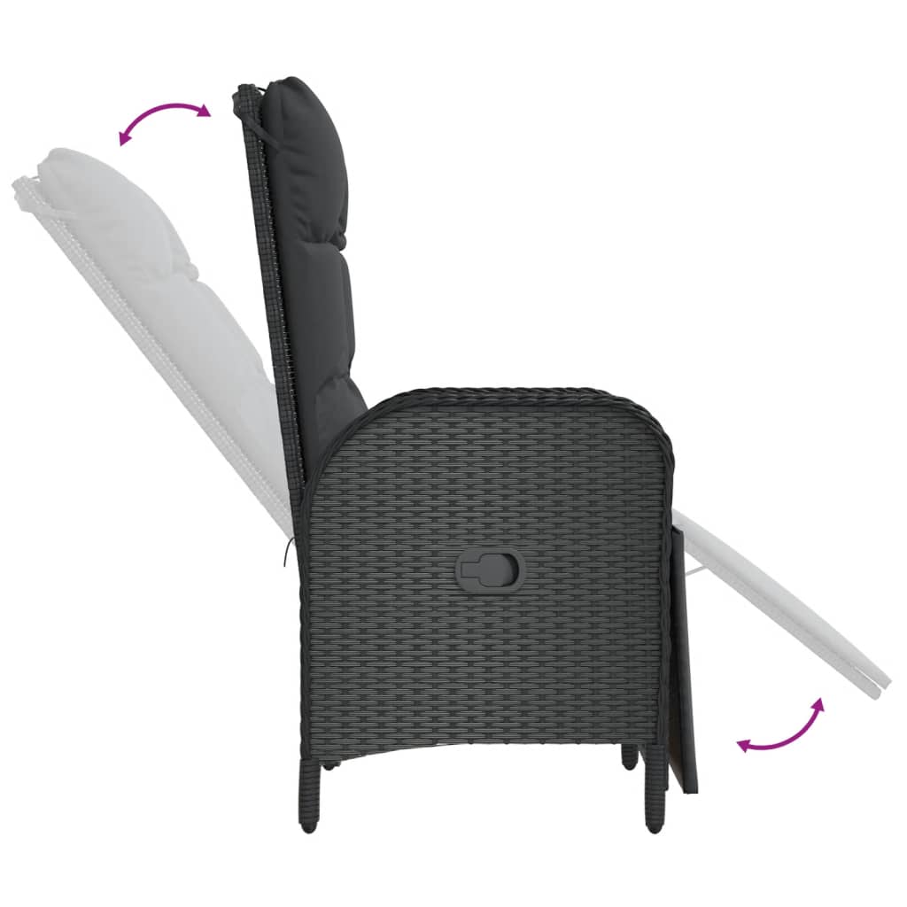Mobilier à dîner de jardin et coussins 5 pièces noir résine tressée