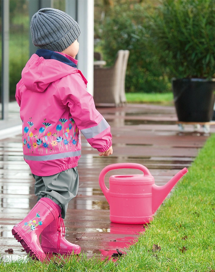 Regenjacke BLUMENWIESE mit Innenfleece in rosa