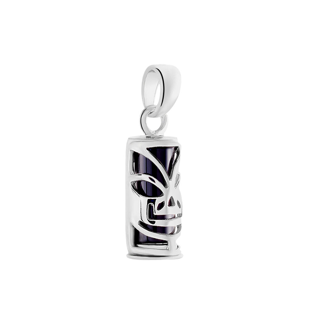 Pendentif Tiki Argent Blanc Onyx