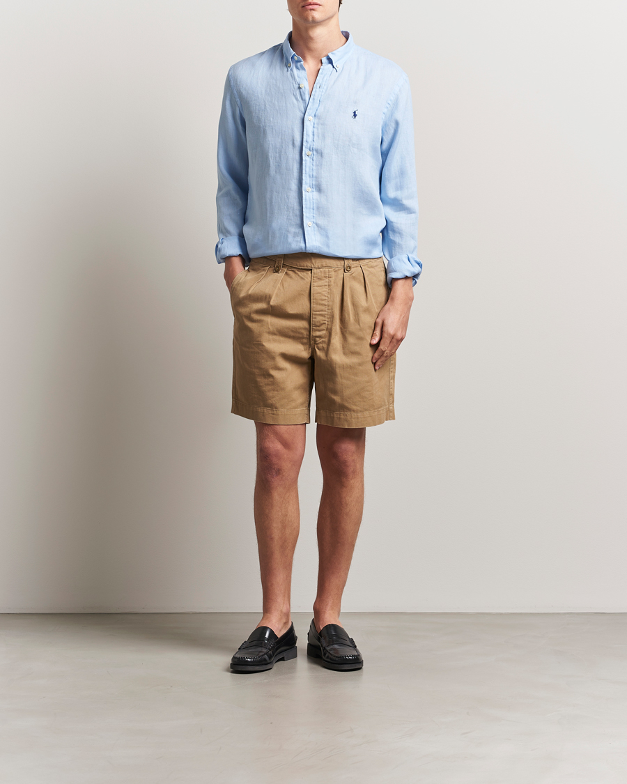 Polo Ralph Lauren Slim Fit Linen Shirt Office Blue
