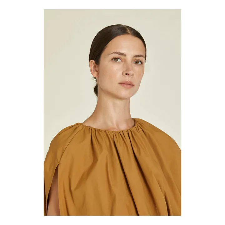 Black Crane Robe Shell Popeline de Coton Bio | Camel