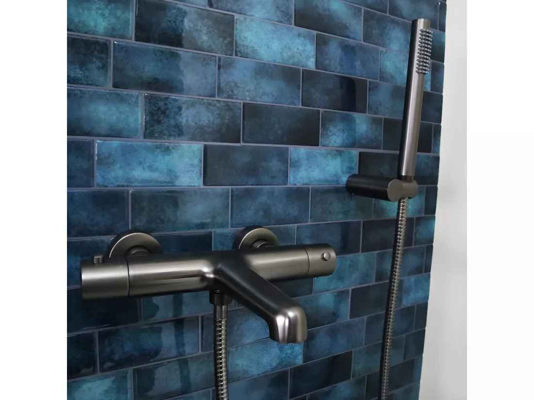 Luisa combiné support de douche 3 pièces gris gun métal - Essebagno