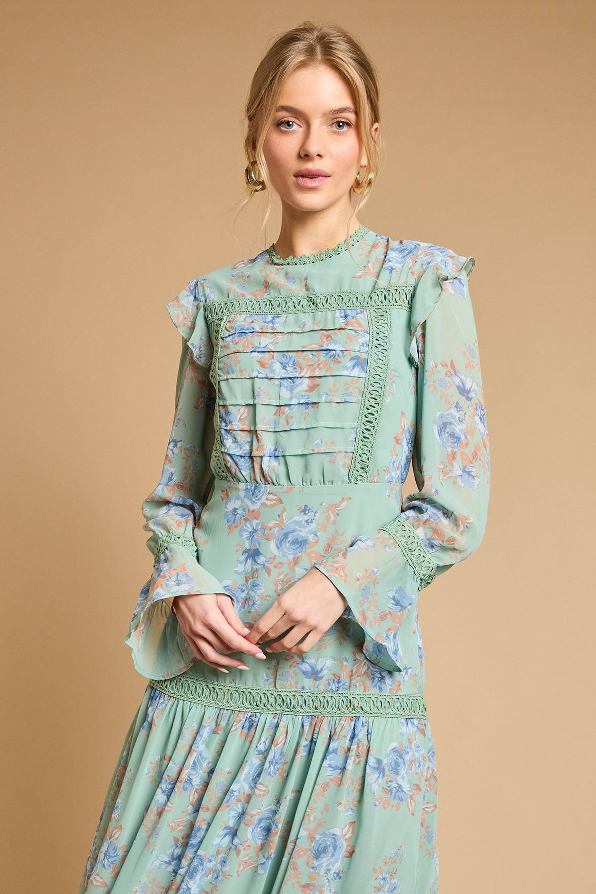Oasis Robe Midi À Détails De Plis Nervurés