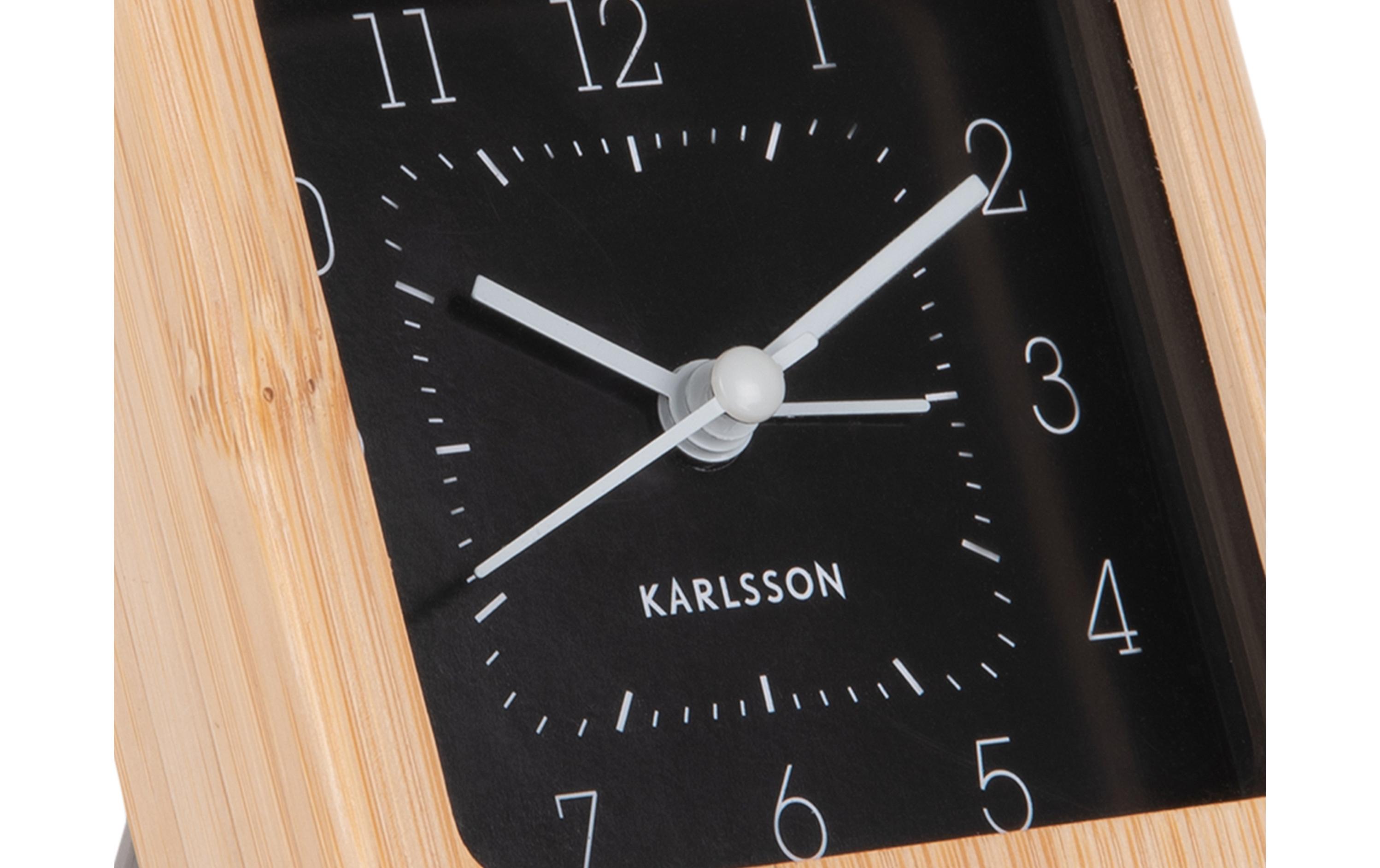 Klassischer Wecker Neat Square Bambus / SchwarzBambuswecker