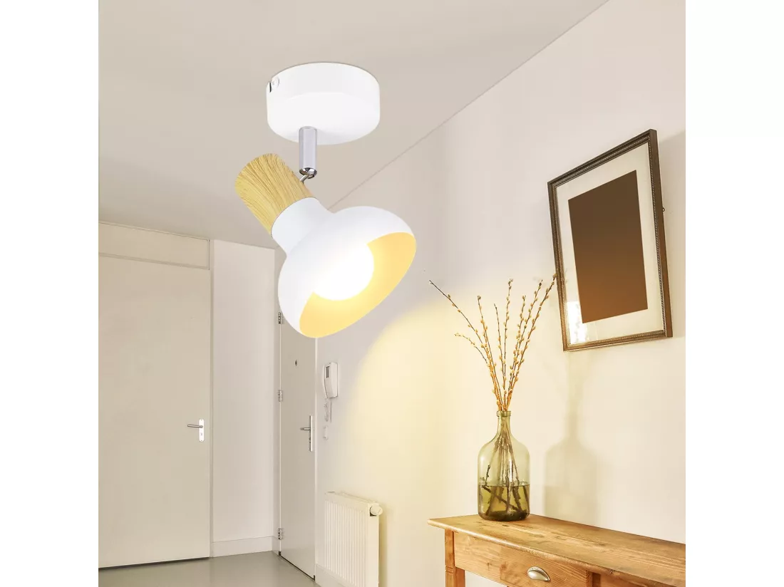 NETTLIFE Spot de plafond 1 flamme plafonnier blanc spot de couloir industriel E14 intérieur orientable à 350°