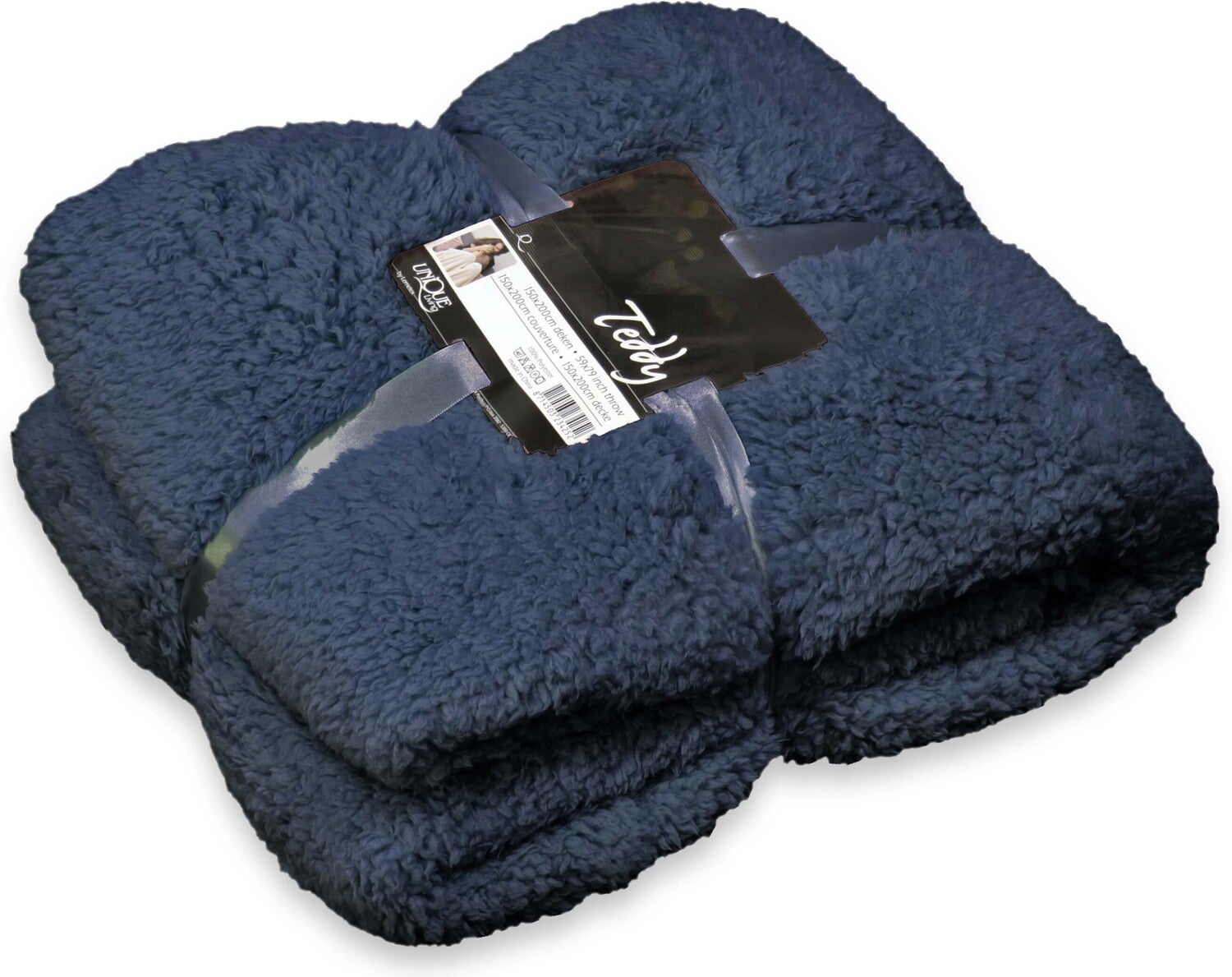 Unique Living plaid Teddy blauw 150 x 200 cm