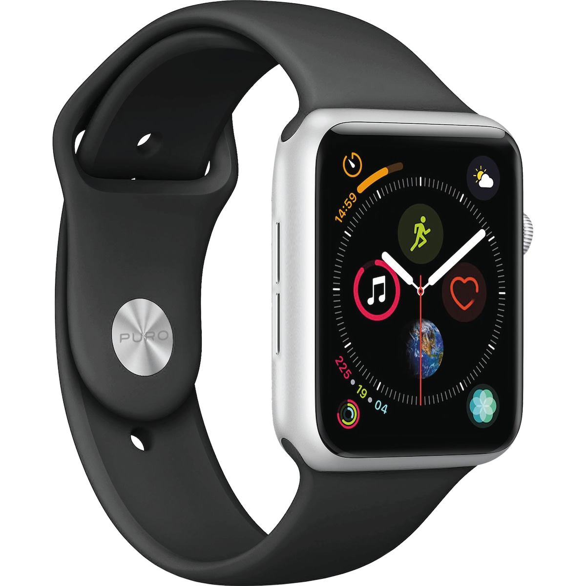 Puro Icon sportsreim i silikon til Apple Watch 42-45 mm (sort)