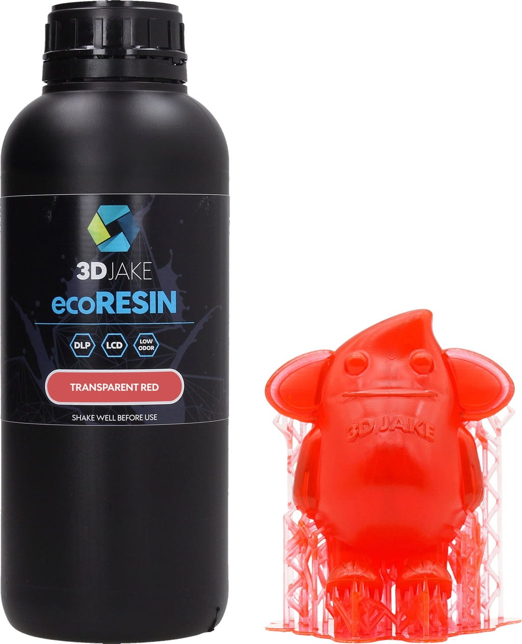 3DJAKE  ecoResin Transparent Rot, 1.000 g    Günstiges Allround-Resin für LCD- & DLP-Drucker