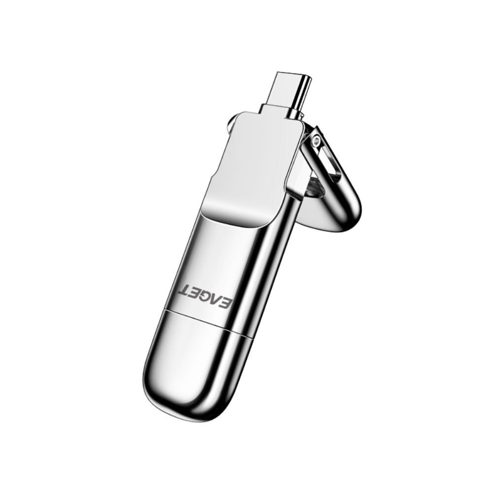 (128GB) USB C / USB 3.1 Speicher Stick Flash Drive mit Verschlüsselung und Backup Funktion (Übertragungsrate 1GB/2s)  - Silber