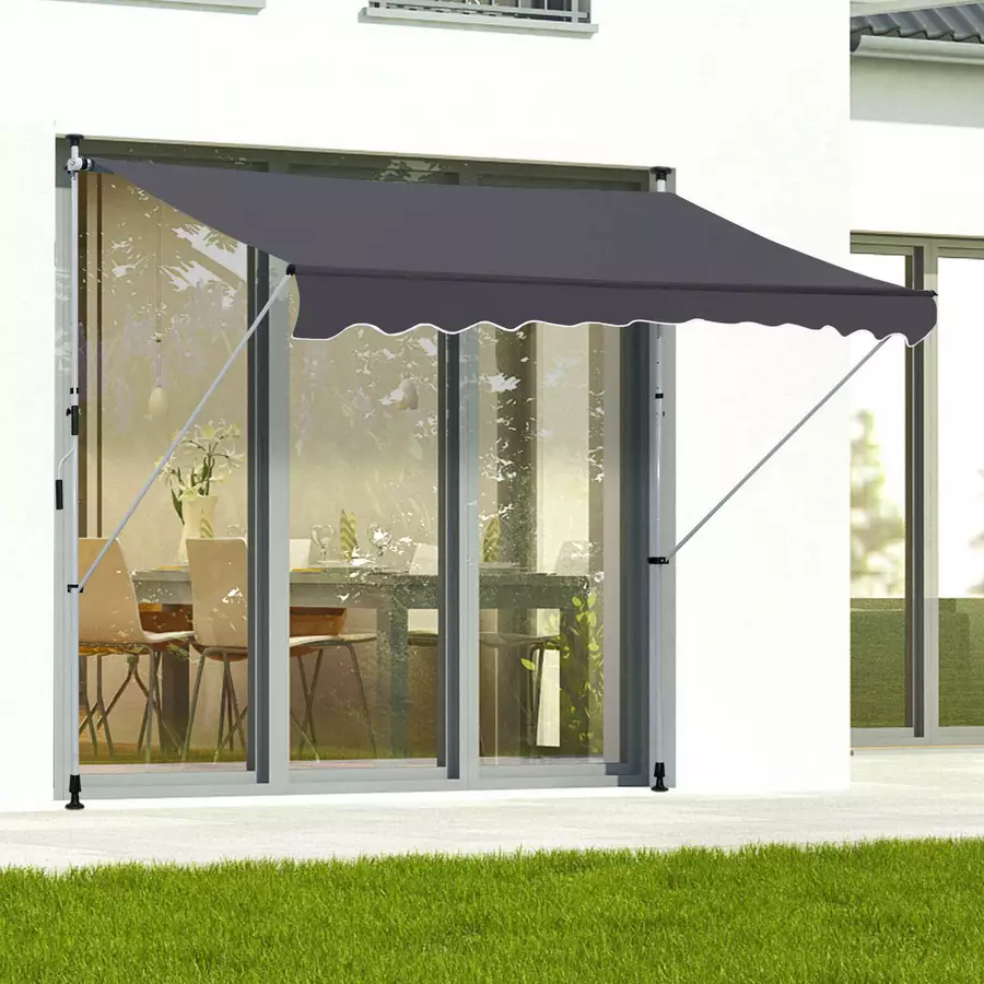 Outsunny Markise mit Handkurbel grau