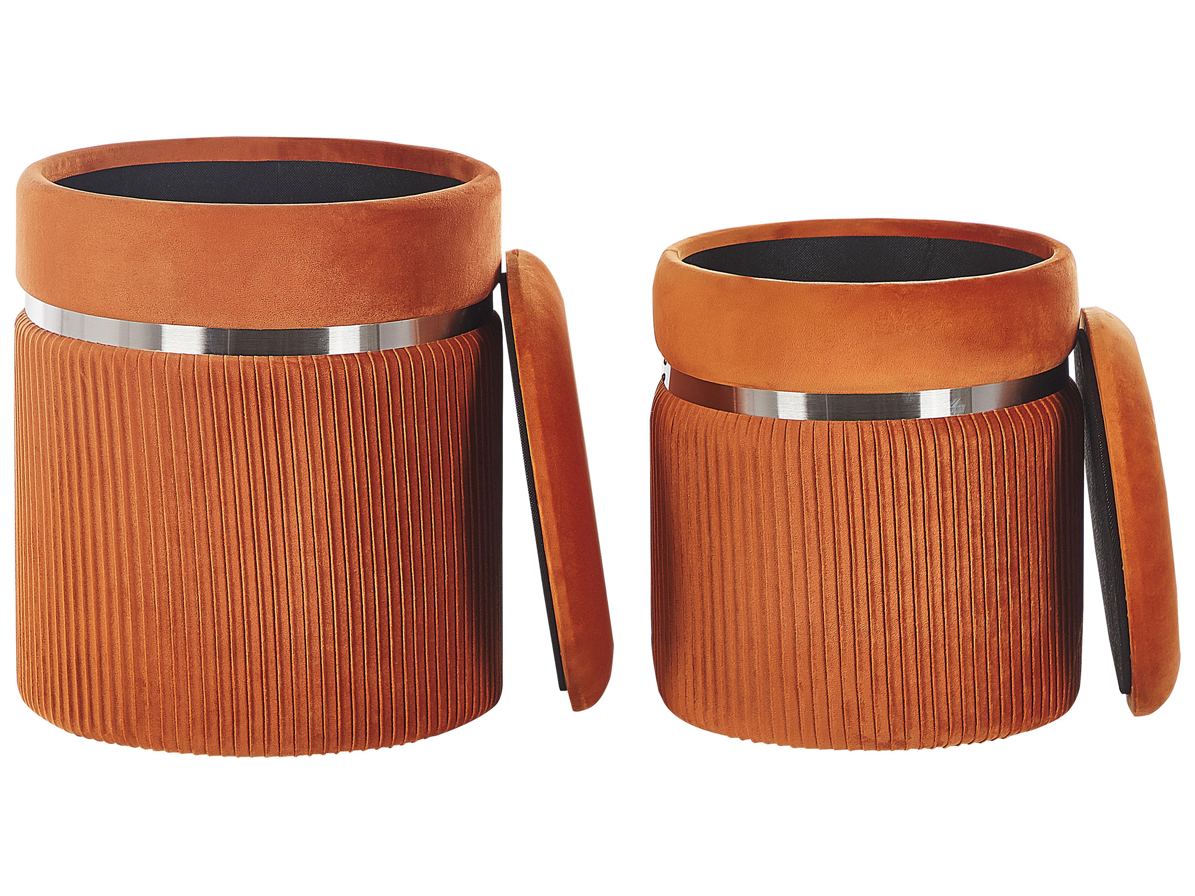 Set van 2 opbergpoefs CAMDENTON Fluweel Oranje