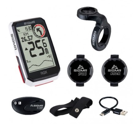 Sigma Sport GPS Computer ROX 4.0 med Pulsmåler og kadance og speedsensor Hvid