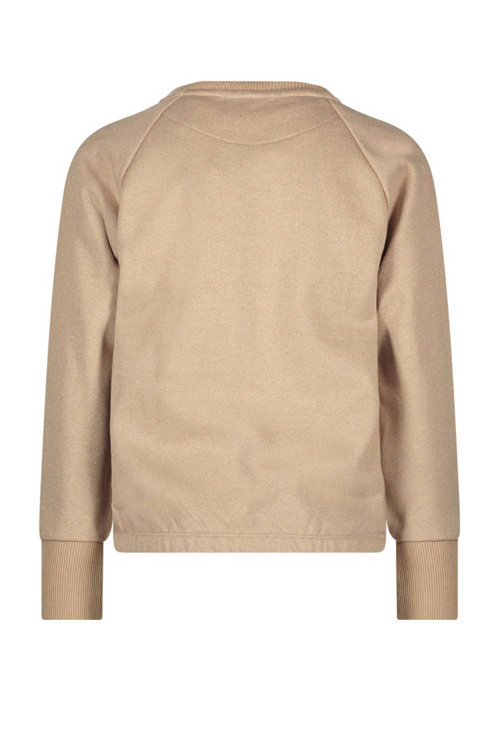 Like Flo sweater Davina met printopdruk en pailletten lichtbruin