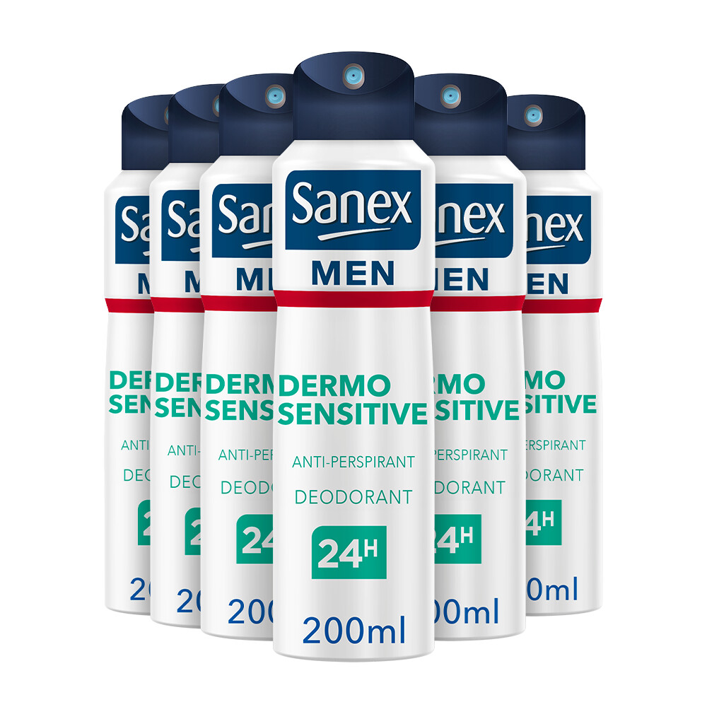6x Sanex Deodorant Spray Men Sensitive200 ml