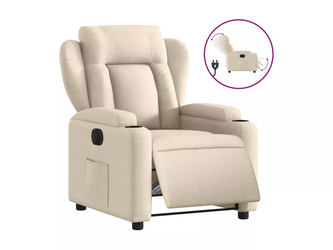 Fauteuil inclinable électrique Crème Tissu