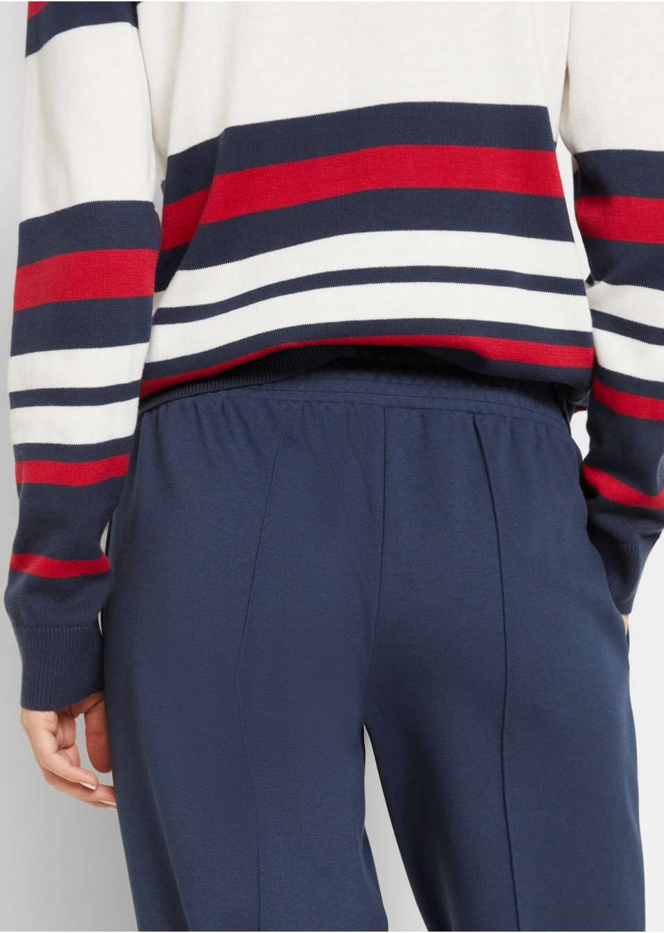 Pantalon en Punto di Roma avec passepoil et tour de taille confortable