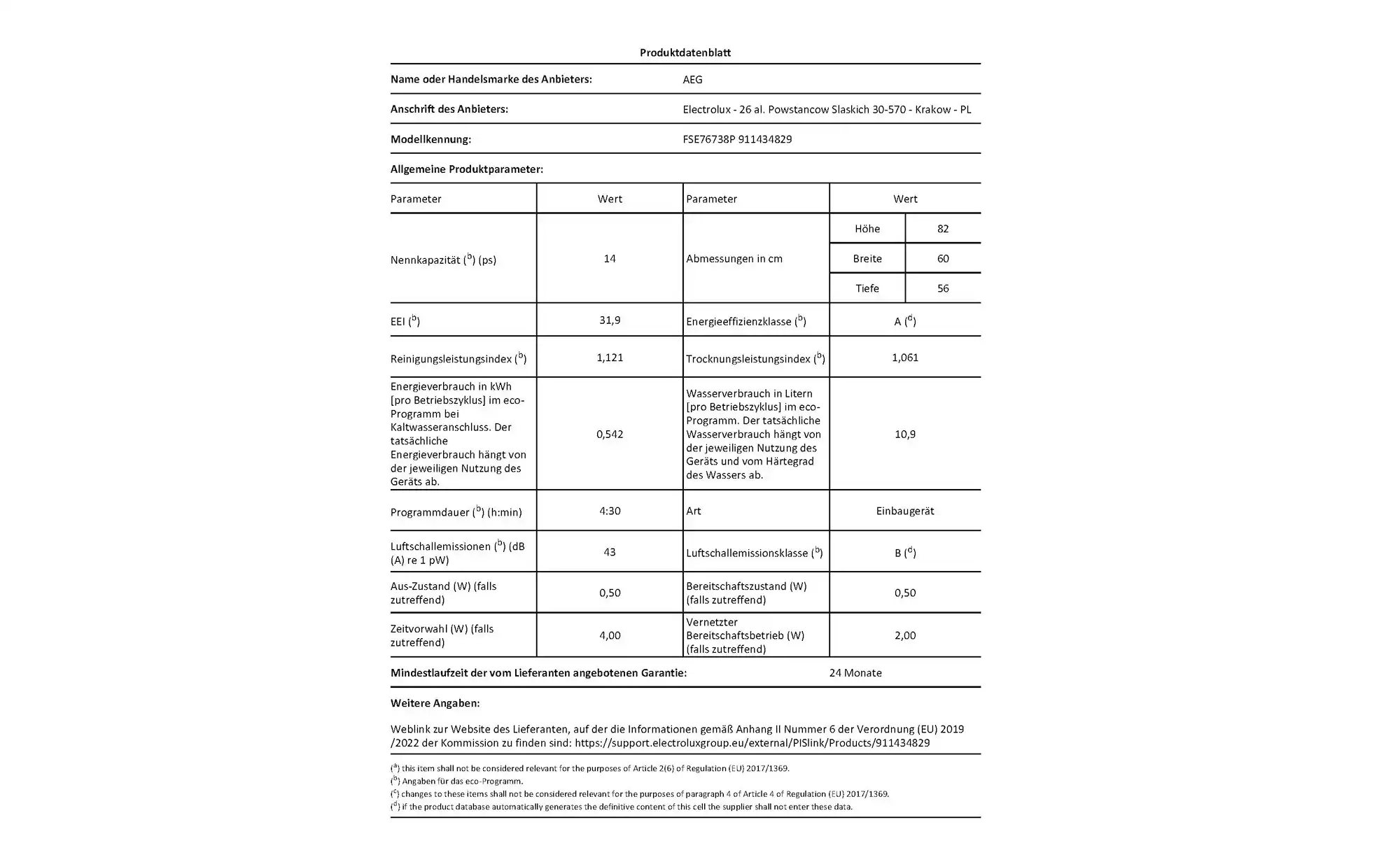 AEG Einbau-Geschirrspüler  FSE76738P