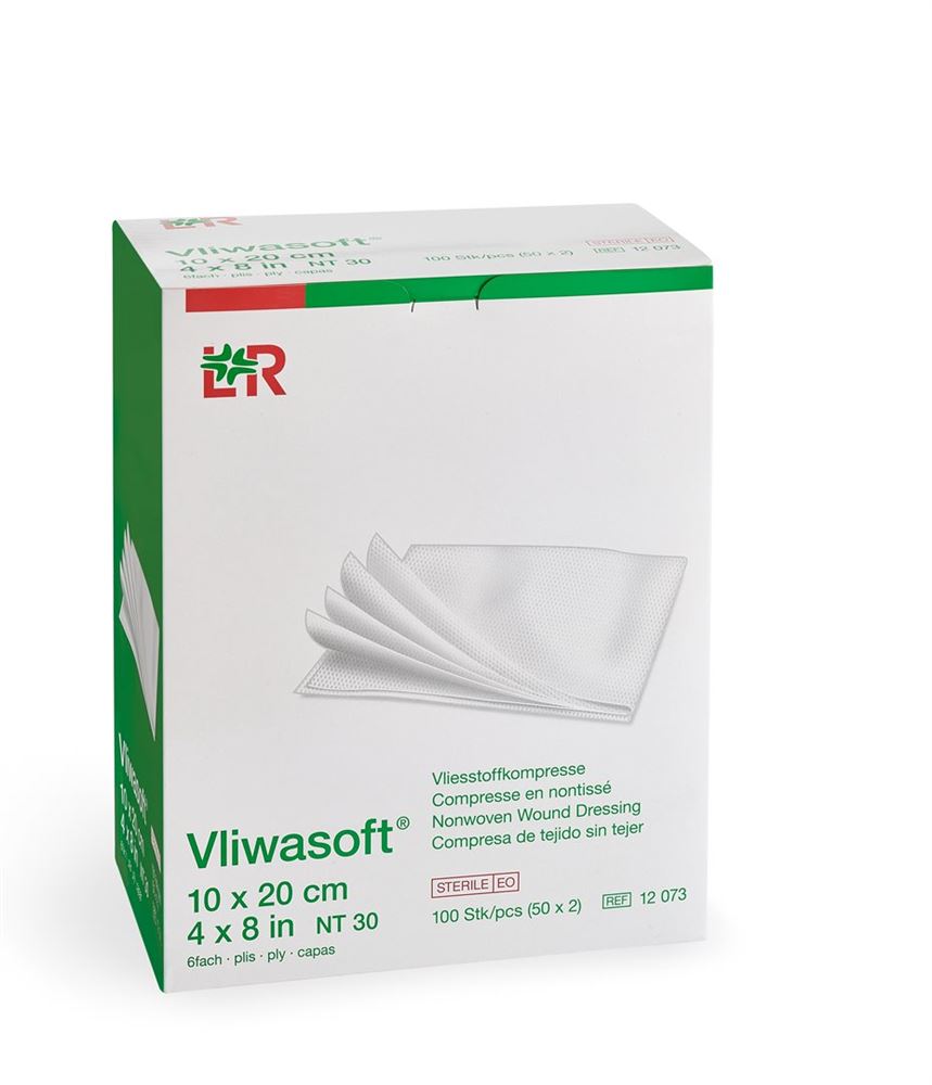VLIWASOFT Vliesstoffkompressen 10x20cm 6-lagig steril 2 Stk