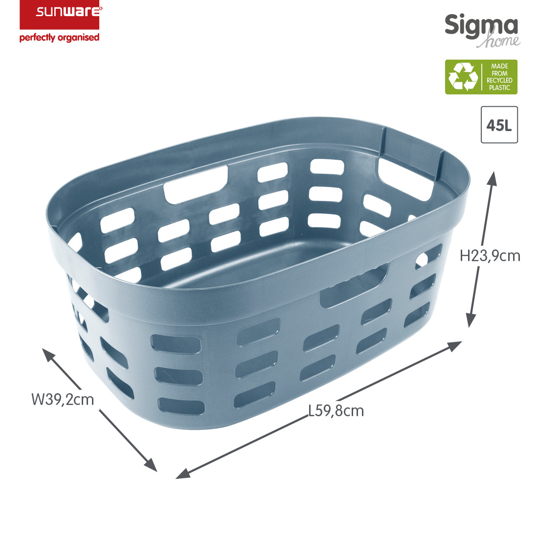 Sunware Sigma home 45 liter set van 4 wasmanden - Blue