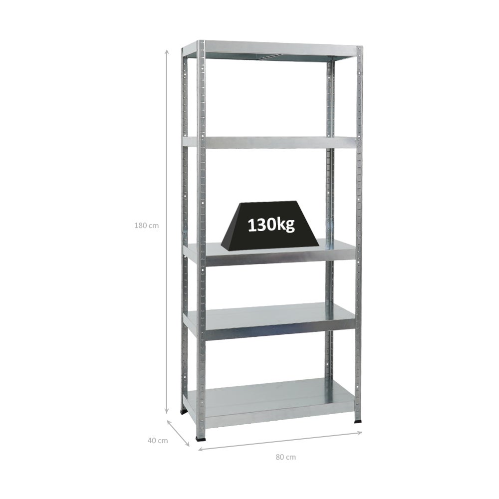 PROREGAL Heavy-Duty Stellingkast Steel Eagle HxBxD 180 x 80 x 40 cm Plankdraagvermogen 130 kg Gegalvaniseerd
