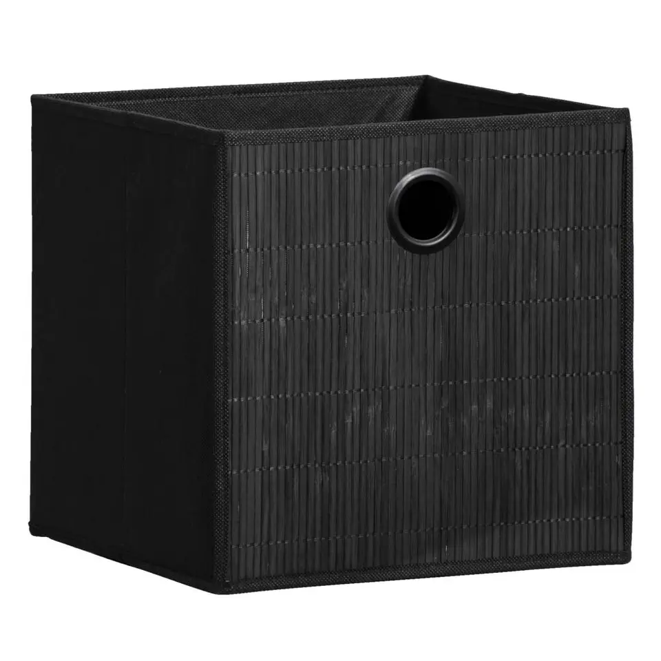 Opbergbox Kenzi bamboe - zwart - 31x31x31 cm