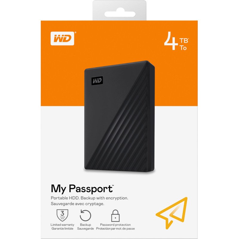Western Digital My Passport disque dur 4 To Usb 3.0 (Usb-A) Noir