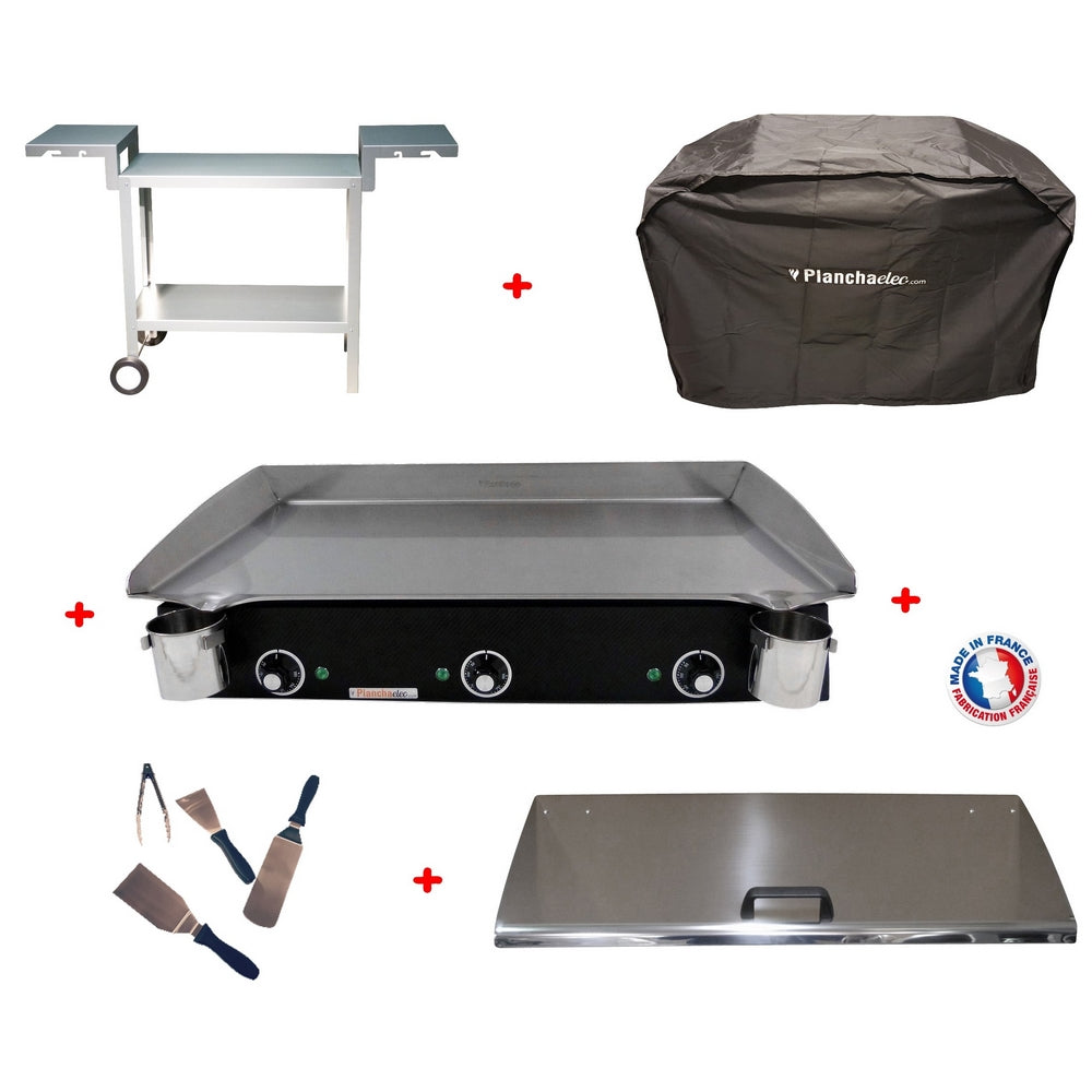 Pack plancha électrique PlanchaElec Lux 830 Carbon - Chariot Odéon 830