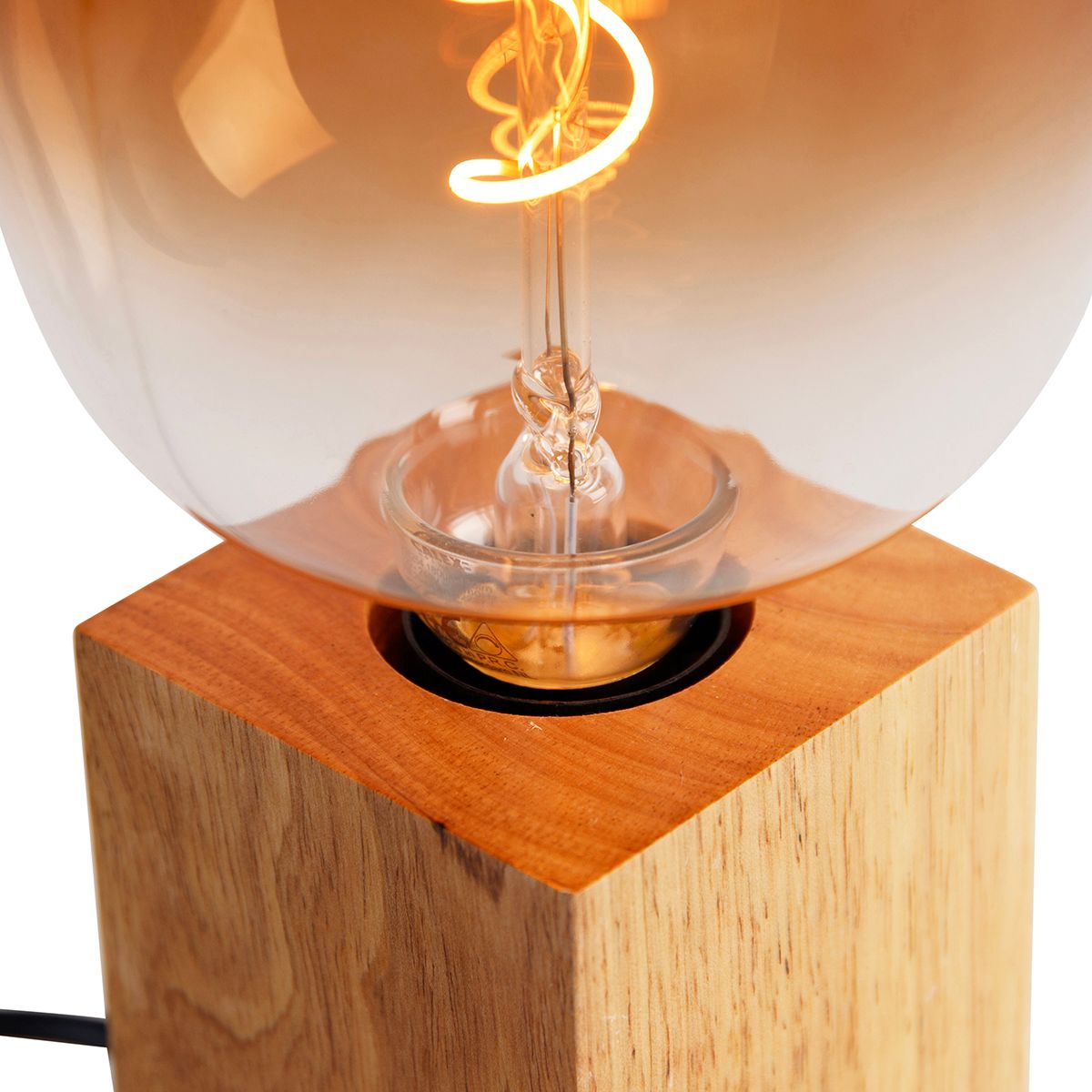 Landelijke tafellamp hout naturel incl. LED G140 - Bloc