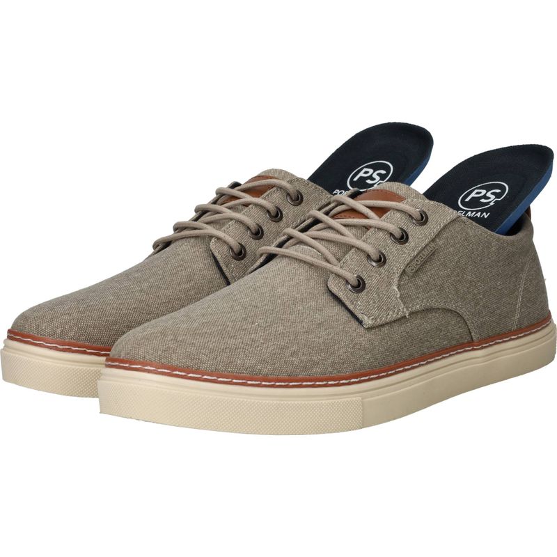 PS Poelman Canvas Veterschoenen Beige Heren