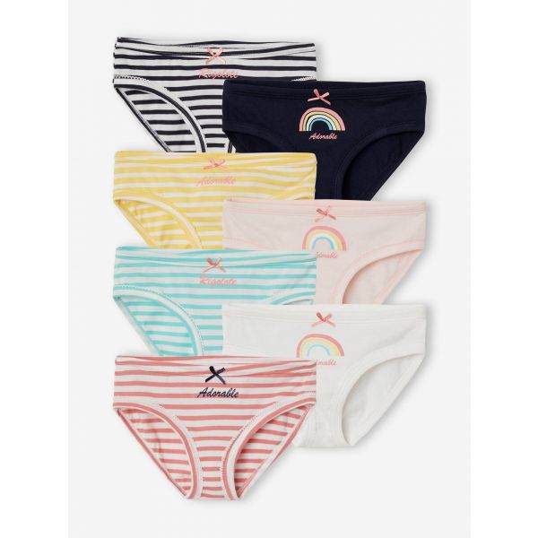 Vertbaudet Lote de 7 Cuecas Menina Branco Estampado 8A