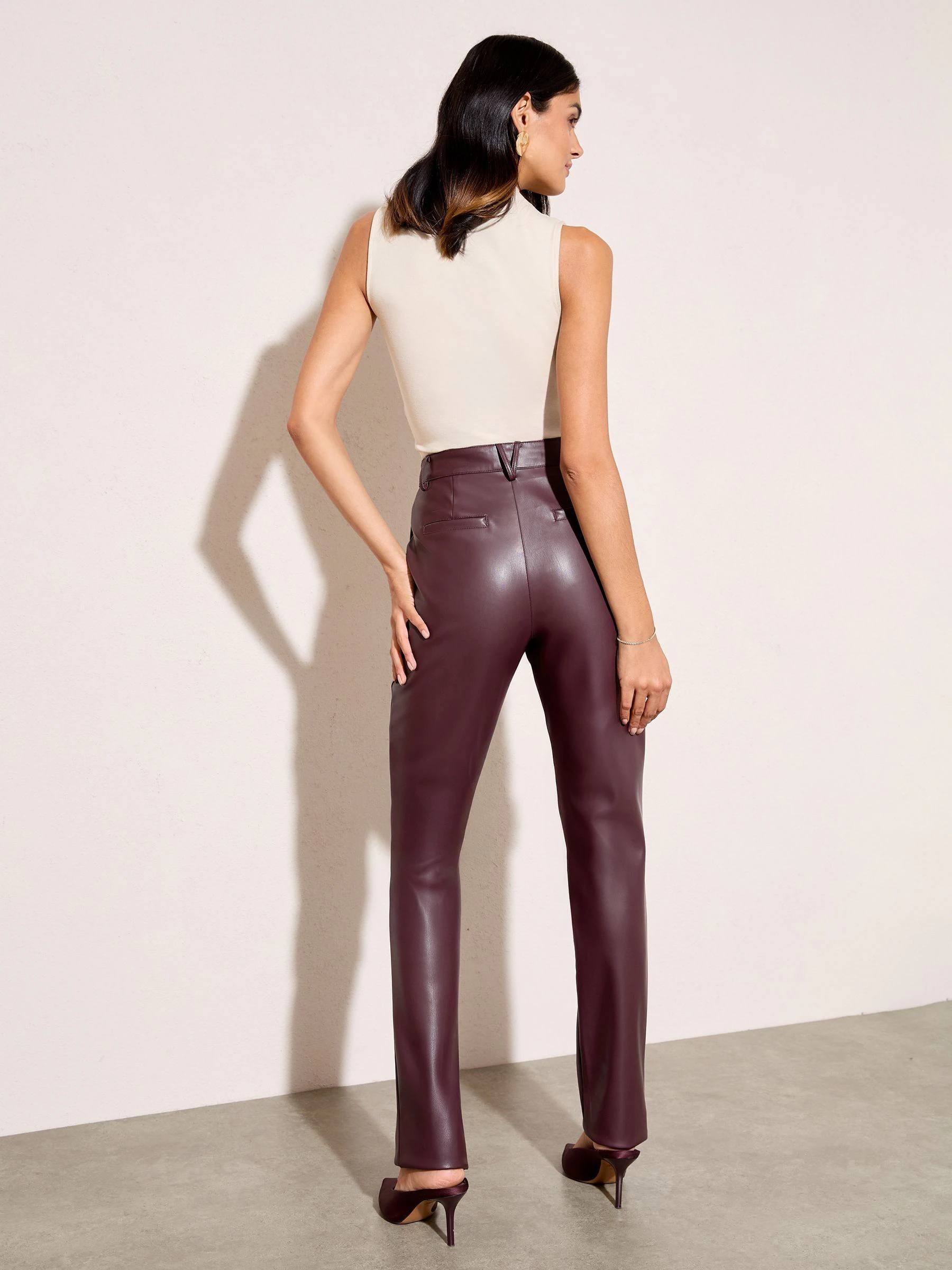 Bessenrood - Friends Like These Faux Leather Straigh Leg Trousers