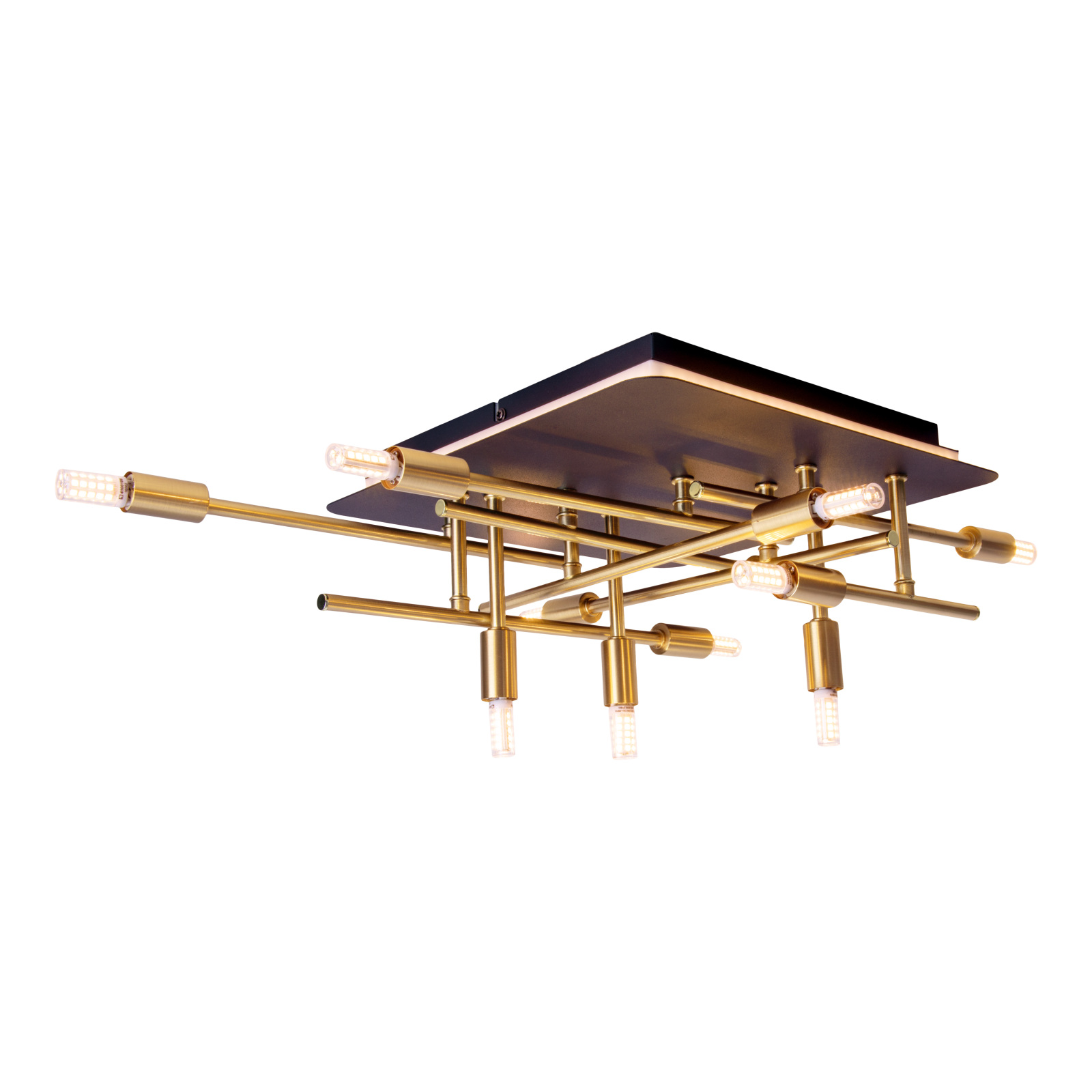 LED Deckenleuchte ANCONA - schwarz-gold - 51 cm - mit Backlight