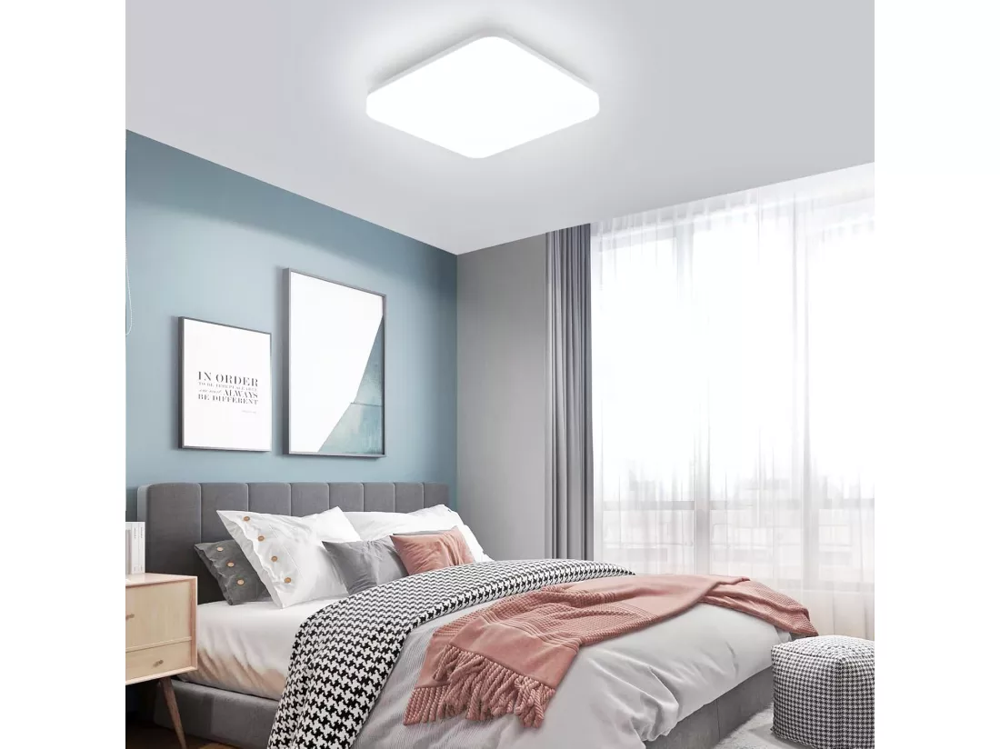 NETTLIFE plafonnier LED 22CM lampe de salle de bain carré IP54 18W blanc 5000K