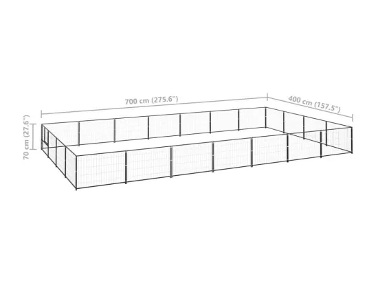 Chenil extérieur cage enclos noire 700 x 400 x 70 cm 02_0000518