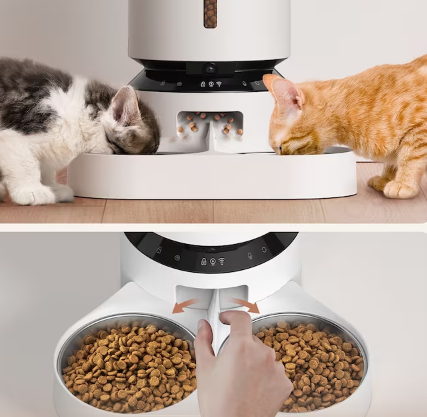 (5L) Granary Automatic Dual Feeder Automatischer Haustier Futter Spender inkl. Kamera / App Steuerung iOS/Android (PL-AF203-96W) - Weiss