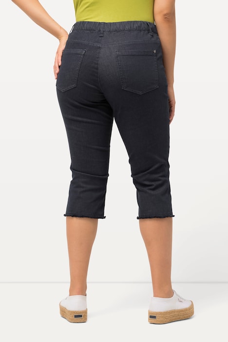 Caprihose Sienna, Fransensaum, schmales Bein, Stretch