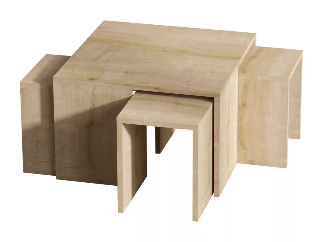 Table basse gigogne polyvalente mélaminé effet bois