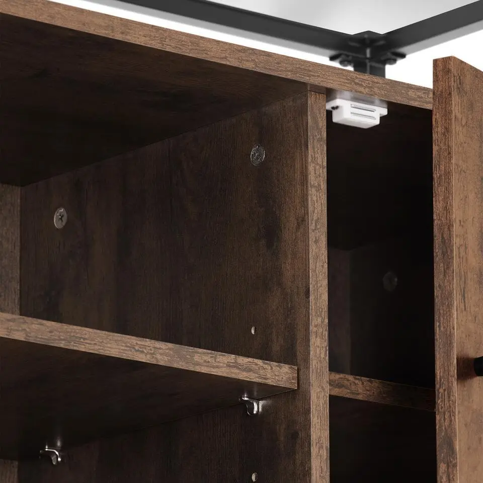 tectake Wandkast Oldham 100x38x80,5cm, Industrieel Hout Donker, Rustiek