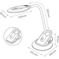 Lampe de bureau à LED Swirl, pied/pince, blanc/argent