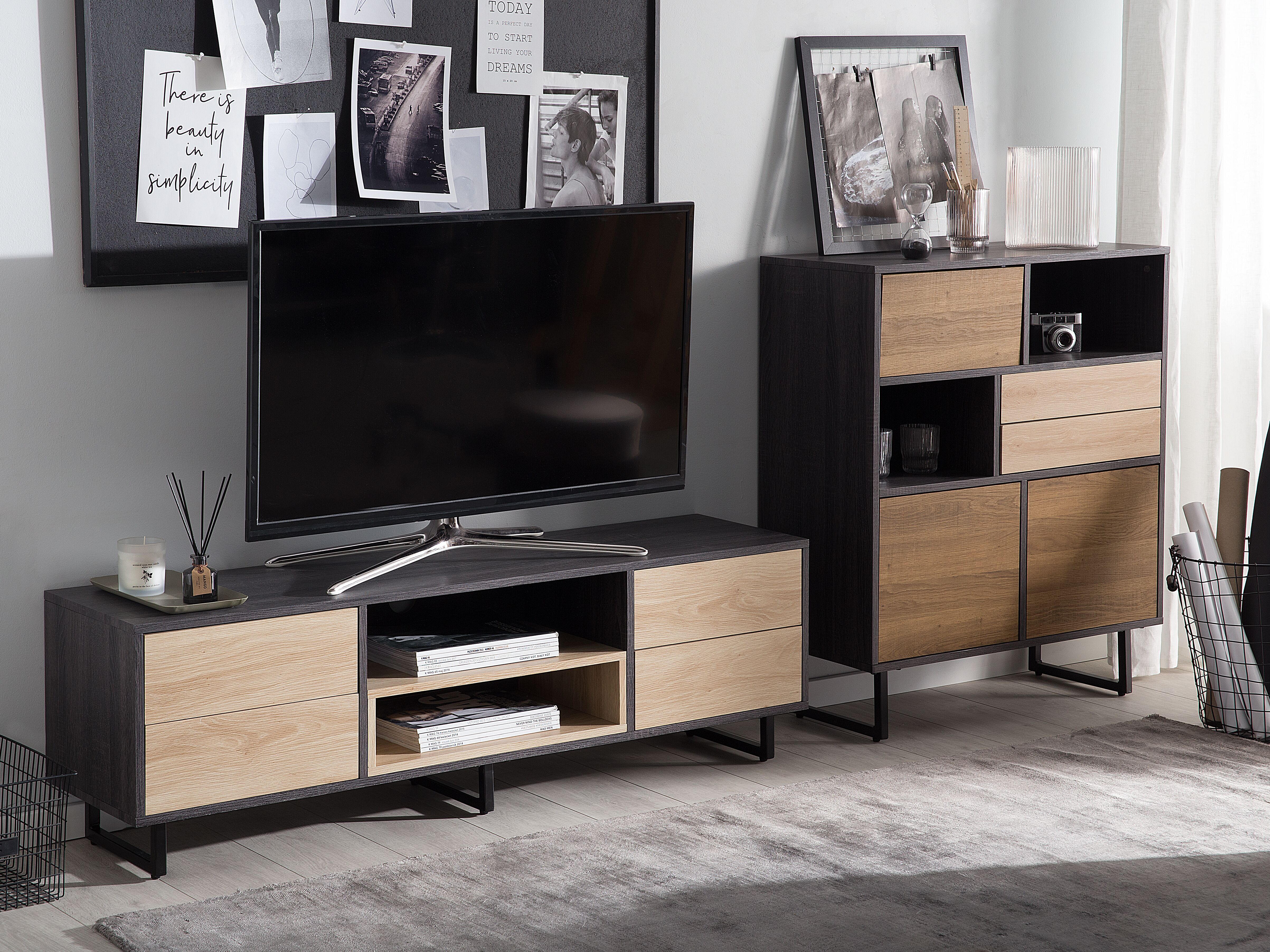 TV-meubel MAINE Bruin/zwart