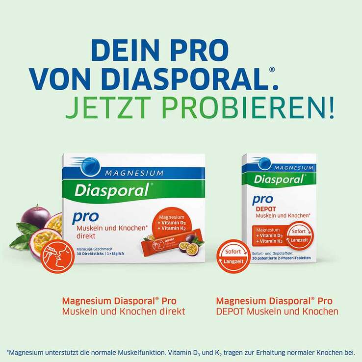 Magnesium Diasporal pro D3 + K2 Depot Muskel + Knochen Tabletten, 30 St