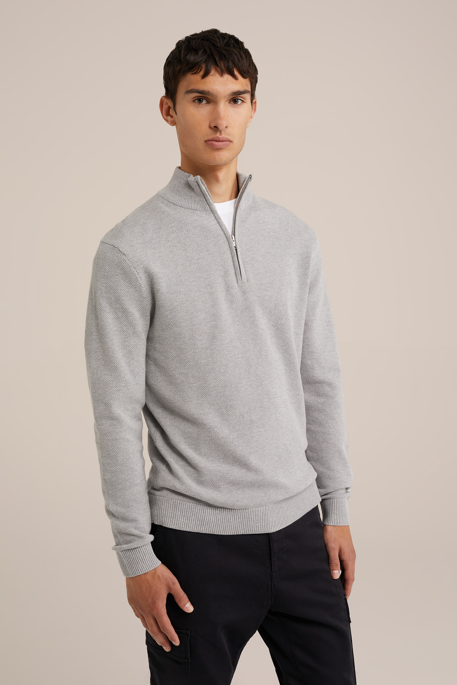 trui met rits WE Fashion Lichtgrijs