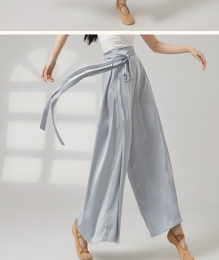 Cossita - Hoge taille, effen cropped, wijde dansbroek