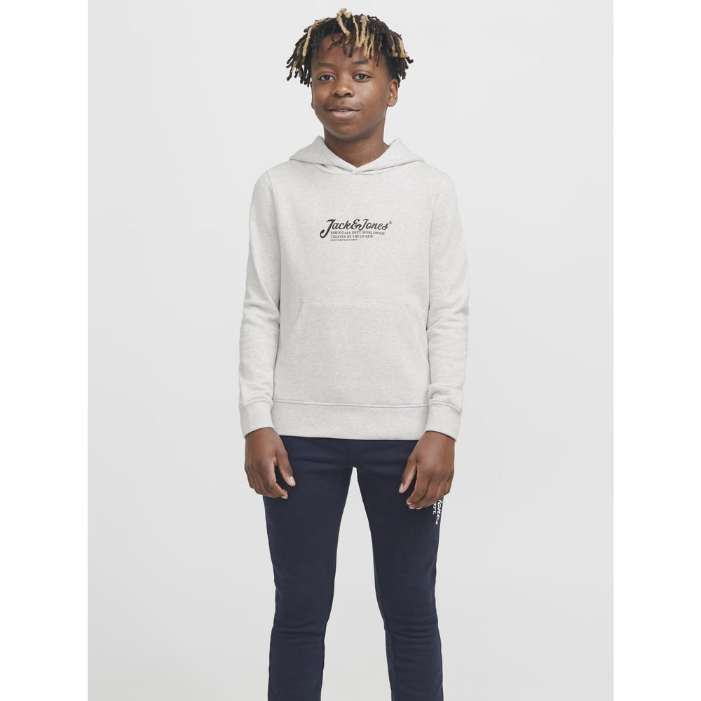 Køb Jack & Jones Junior White Melange Jjbeau Sweat Hætte Jnr