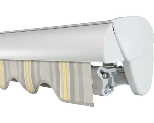 SOLUNA Semi-Cassettezonnescherm Classic 2,5x1,5 Doekdesign 320477 Frame E6EV1 Zilver Geanodiseerd Aandrijving rechts incl. motor, wandschakelaar