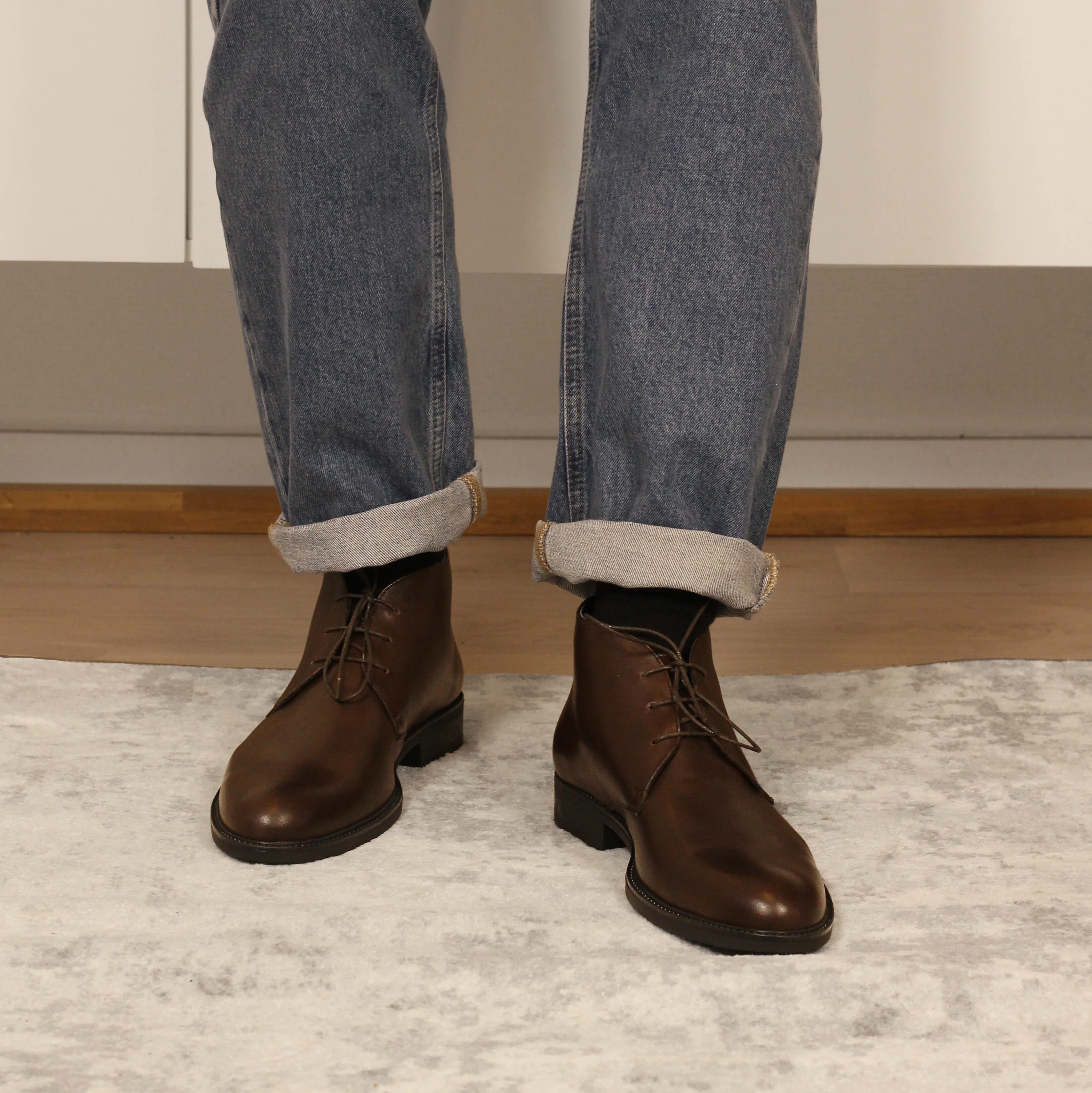Clayton-Desert boots en cuir marron