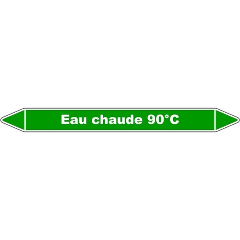 Marqueur tuyauterie - Eau chaude 90°C - Vinyle Laminé - NFX 08-105