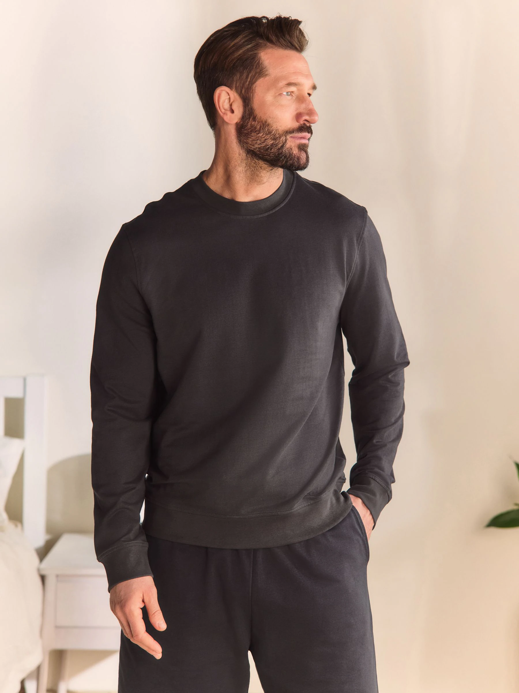 Leisteen grijs - Dun sweatshirt met ronde hals