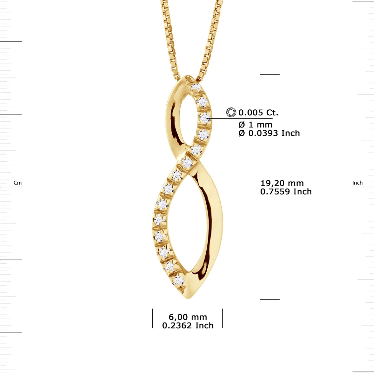 Collier INFINITY Diamants 0,080 Cts Or Jaune
